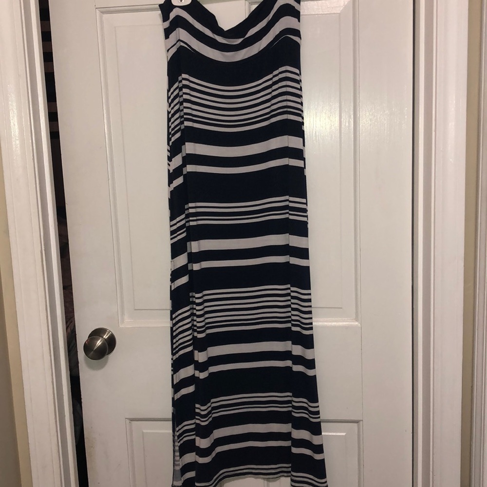 Blue and white maxi skirt